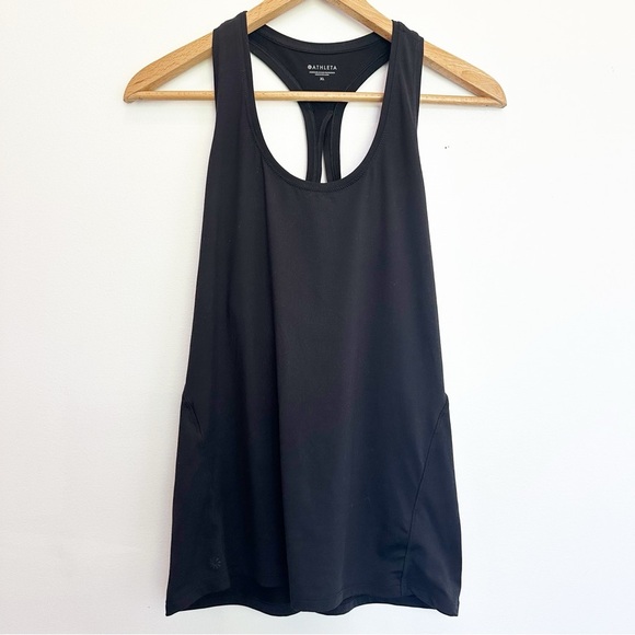 Athleta Open Back Racerback Tank Top Black Size XL Active Activewear Gym Workout - Picture 1 of 7
